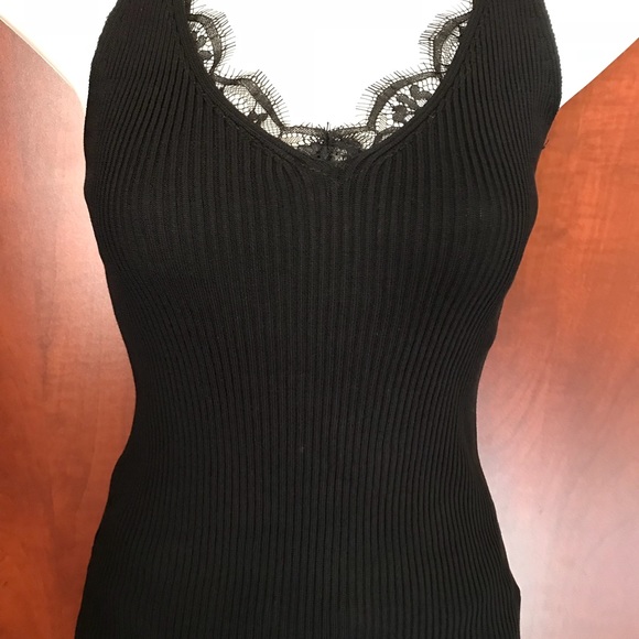 🔥‼️NEW SEXY BLACK KNITTED LACED TANK TOP - Picture 3 of 4